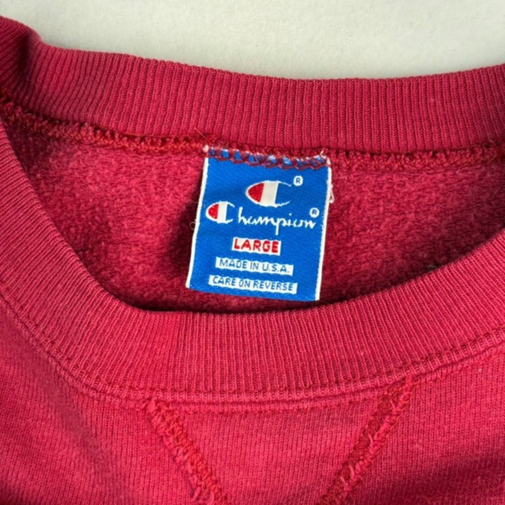 Vintage Champion Sweatshirt Large Red Script Logo Made in USA Crewneck 90s - Picture 3 of 5